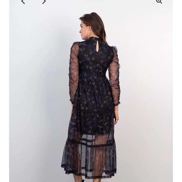 Coco + Jaimeson ruffle tiered floral print mesh midi dress - Picture 2 of 4